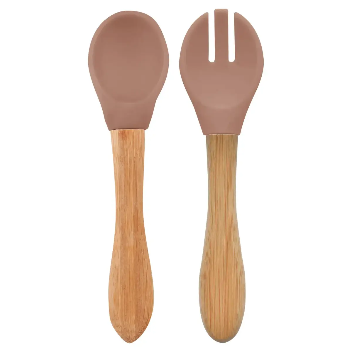 OiOi Mama Kaşığı + Çatal Woody Brown