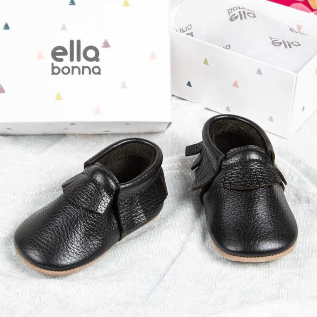 Ella Bonna Bebek Ayakkabısı Hakiki Deri Mokasen Siyah