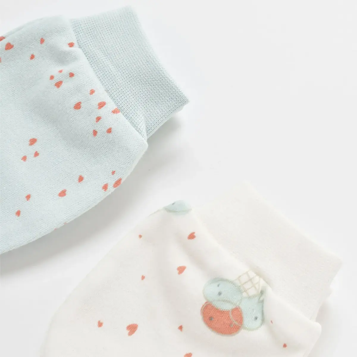 Bibaby Organik Eldiven 2li Pretty Ears Bunny Mint - Ekru