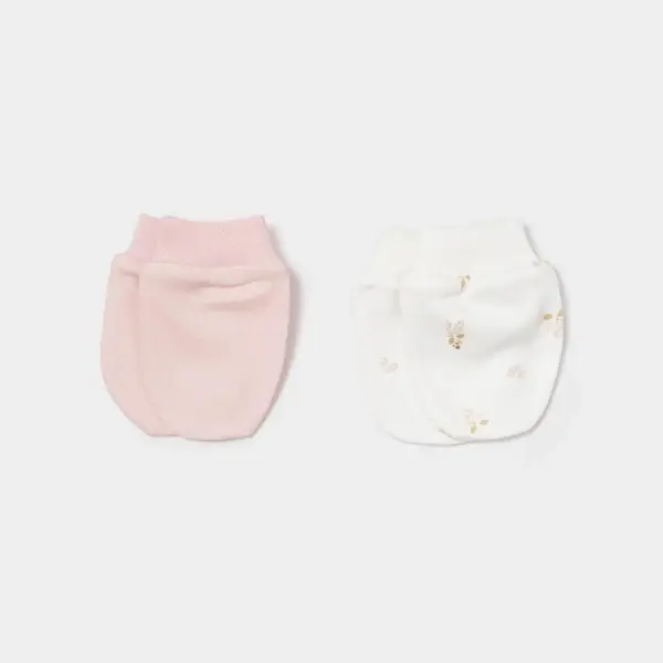Bibaby Organik Eldiven 2li The Flowers Ekru - Pembe