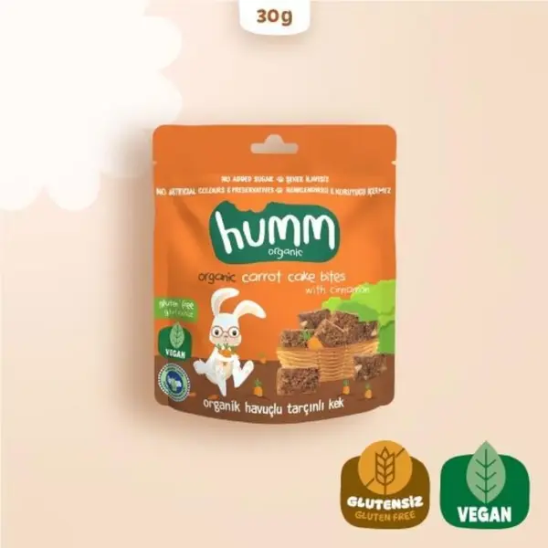 Organik Glutensiz Vegan Havuçlu ve Tarçınlı Kek 30 gr