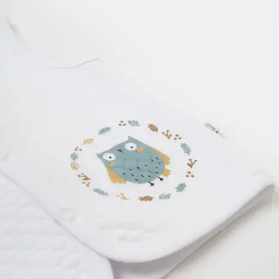 Bibaby Yelek Kapitone Framed Owl Beyaz