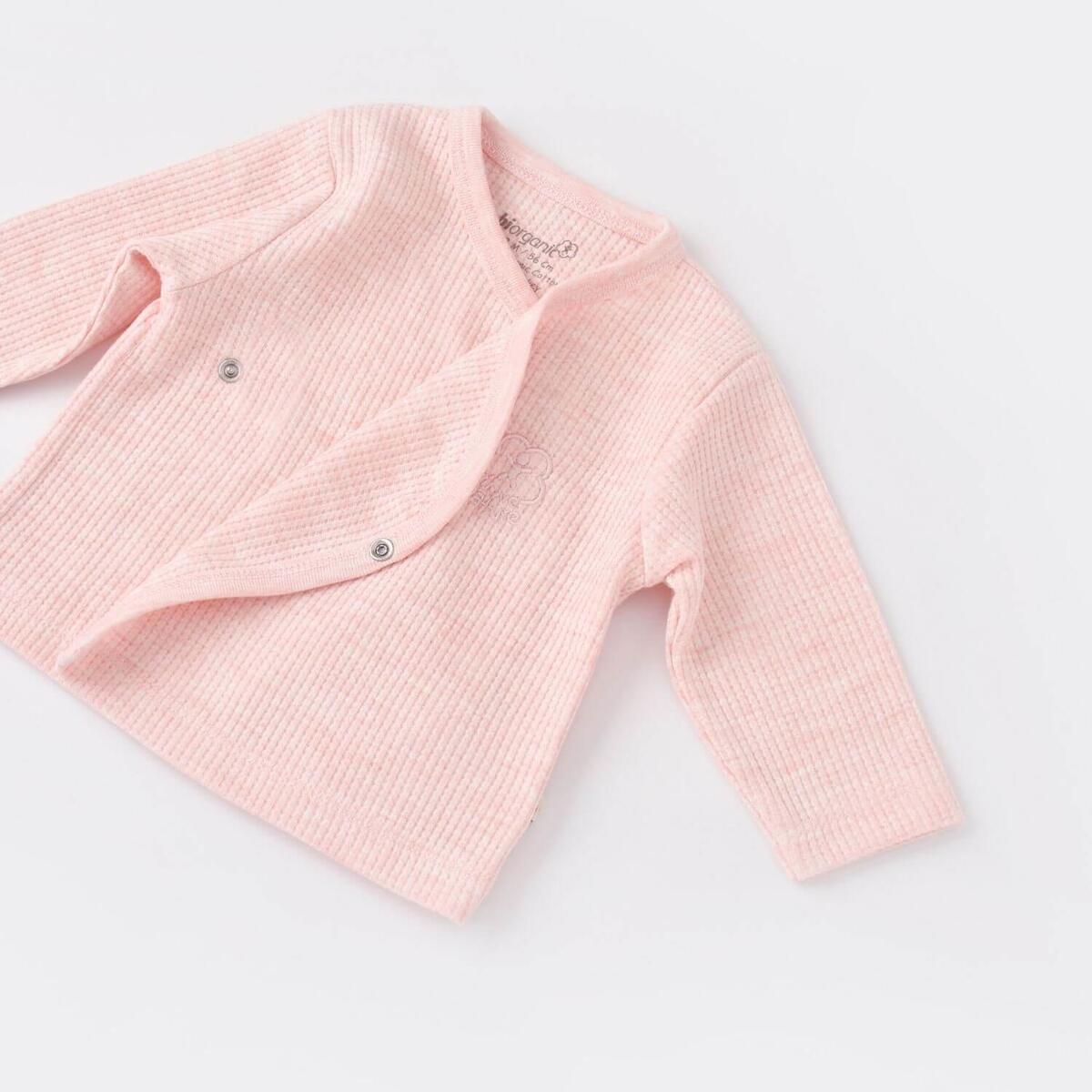 Bibaby Organik Zıbın Takımı 3lü Nature In Waffle Pembe Melanj