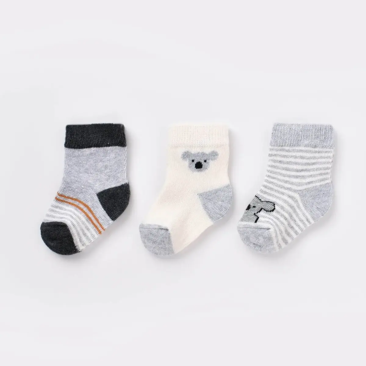 Bibaby Organik Çorap Soket 3lü Koala Gri