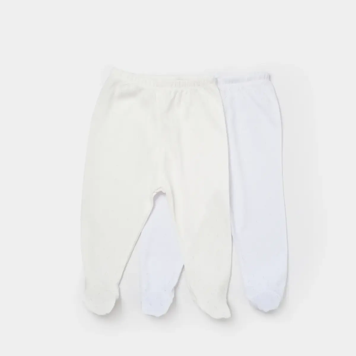 Bibaby Pantolon Patikli 2li Jakarlı Beyaz - Ekru Bibaby Pantolon Patikli 2li Jakarlı Beyaz - Ekru