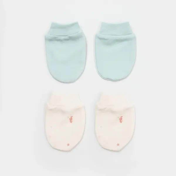Bibaby Organik Eldiven 2li Save The Seahorse Bej - Mint