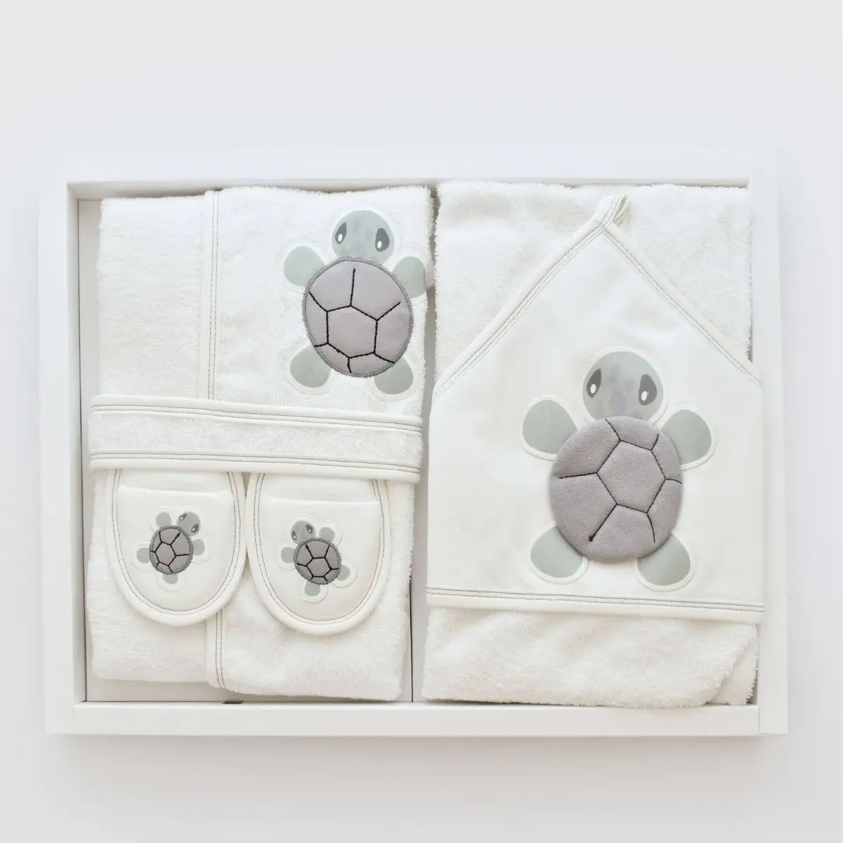 Bibaby Bornoz Takımı Tortoise Ekru - Yeşil