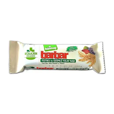 Hünnap Barbar Fıstıklı ve Üzümlü Kolajenli Yulaf Bar30 gr