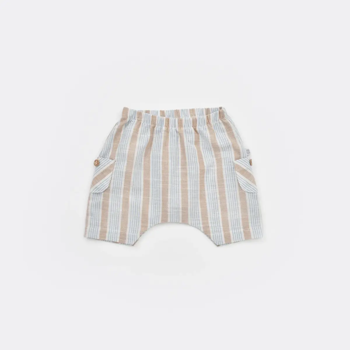 Bibaby 2li Takım Şortlu Stripe Sytle Bej - Mavi