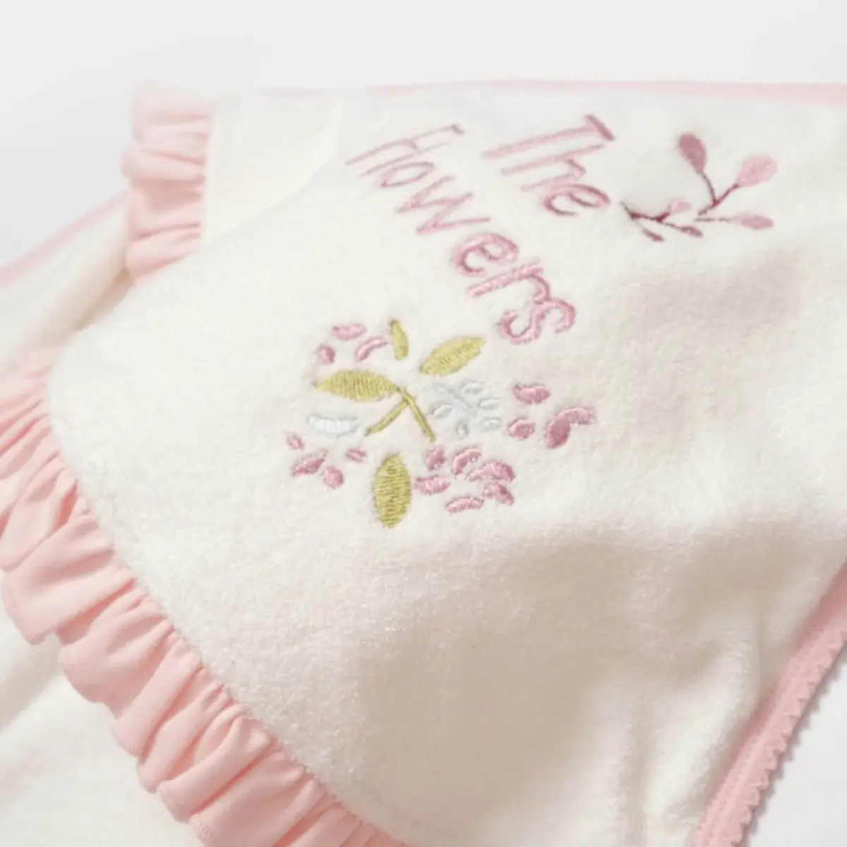 Bibaby Organik Havlu Örme The Flowers Ekru - Pembe
