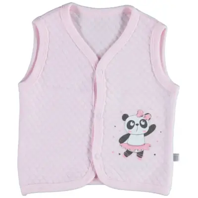 Bibaby Yelek Kapitone Fiyonklu Panda Pembe