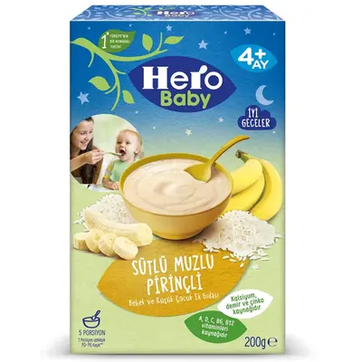 Hero Baby Kaşık Maması Sütlü Pirinçli Muzlu 200 Gr