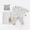 Bibaby Organik Zıbın Takımı Battaniyeli Tüllü Hug Me Bear Kar Melanj