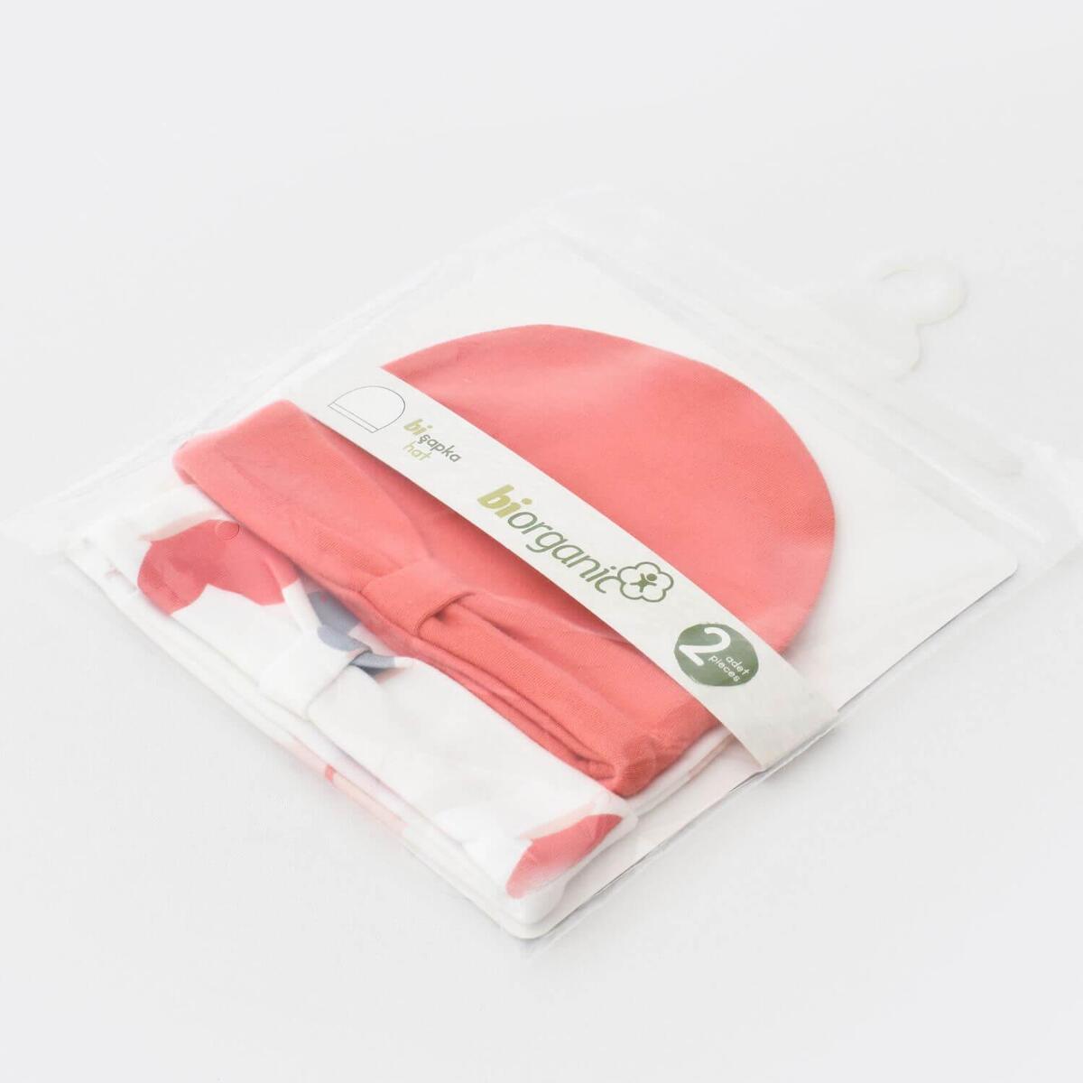 Bibaby Organik Şapka 2li Wild Flowers Coral