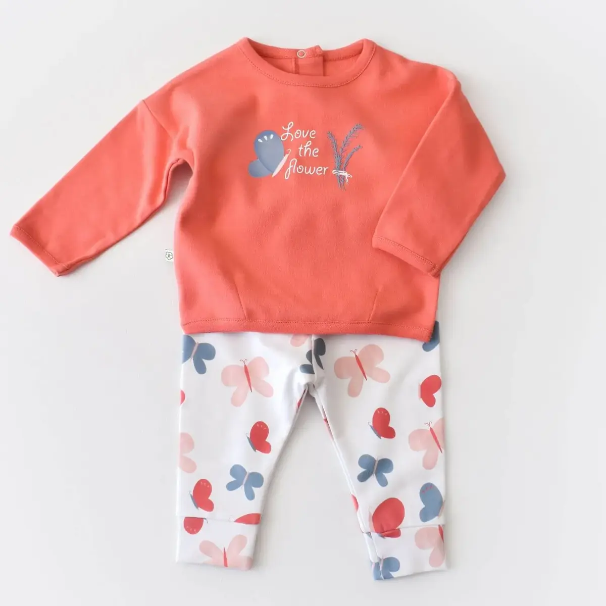 Bibaby Organik Pijama Takımı Wild Flowers Coral