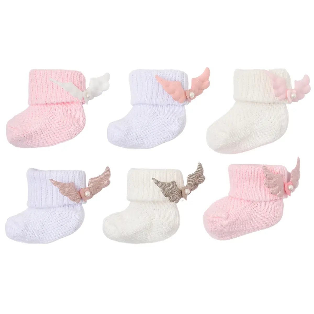 Bibaby Patik Çorap Angel Ekru - Pembe