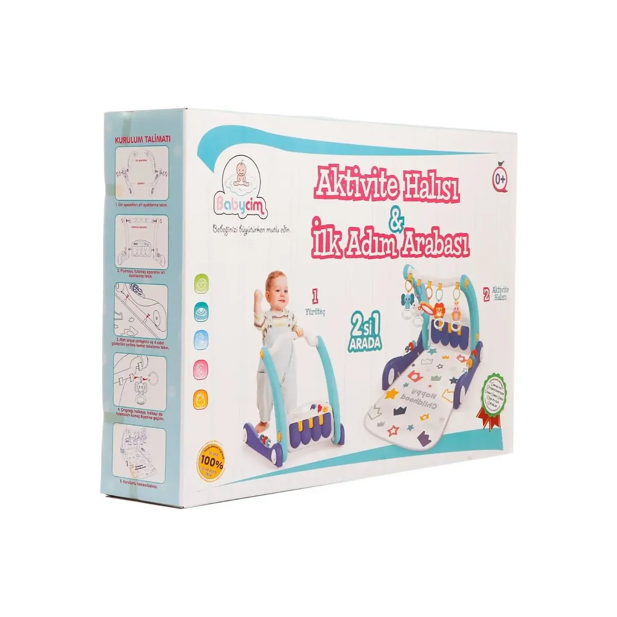 Babycim 2'si Bir Arada Aktivite Halısı&İlk Adım Arabası Mavi