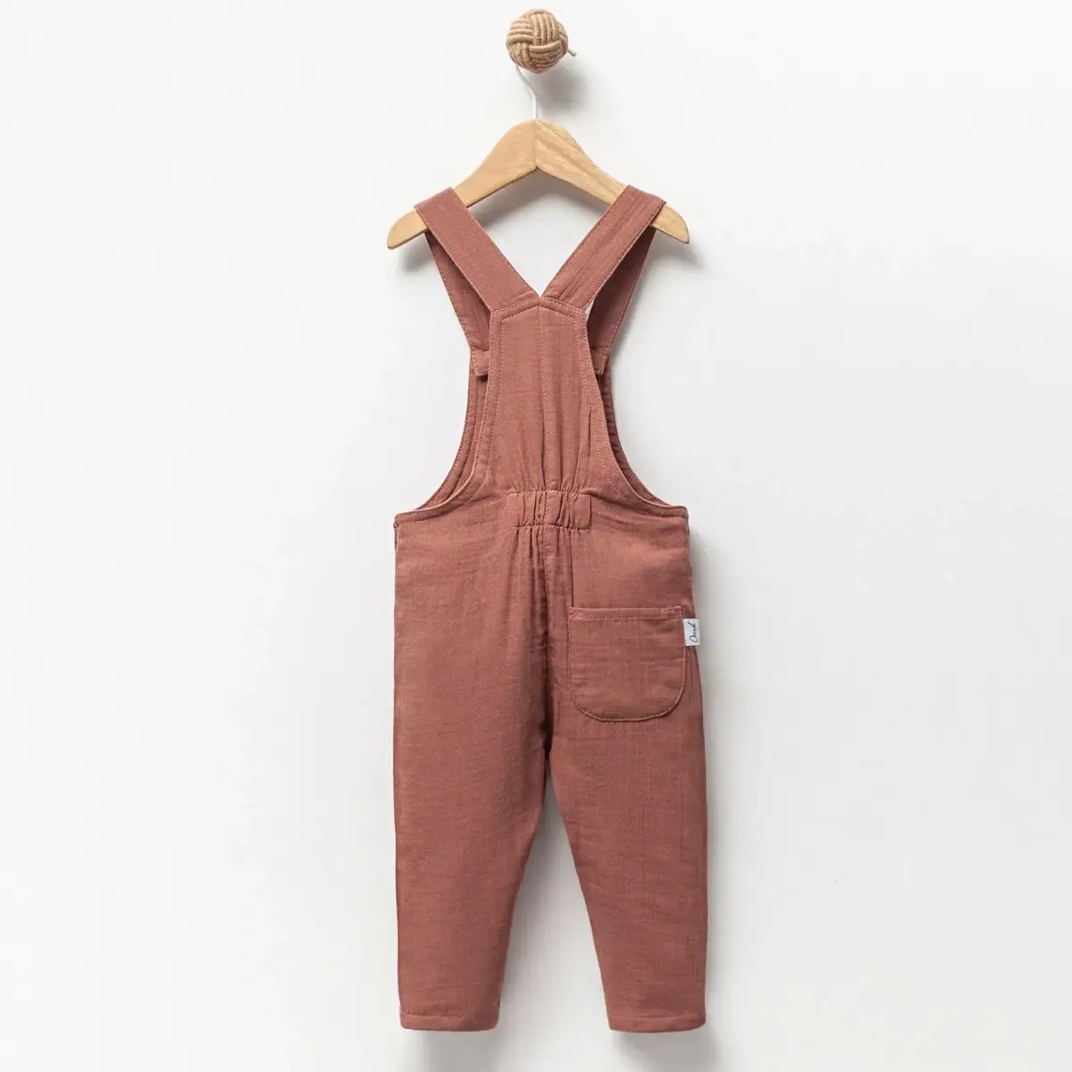 Overdo Salopet Müslin Köpek Naskışlı Gül Kurusu