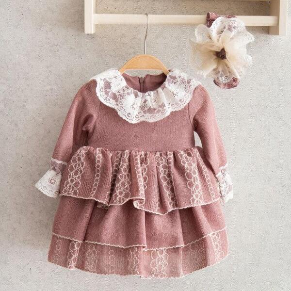 Miomini Elbise Saç Bantlı Triko Gül Kurusu