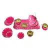 Vardem Puantiye'li Renkli Metal Çay Set 14 Parça