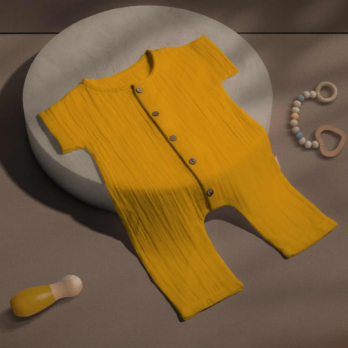 Tiffany Tulum Kısa Kol Çift Kat Müslin safran Tiffany Tulum Kısa Kol Çift Kat Müslin safran