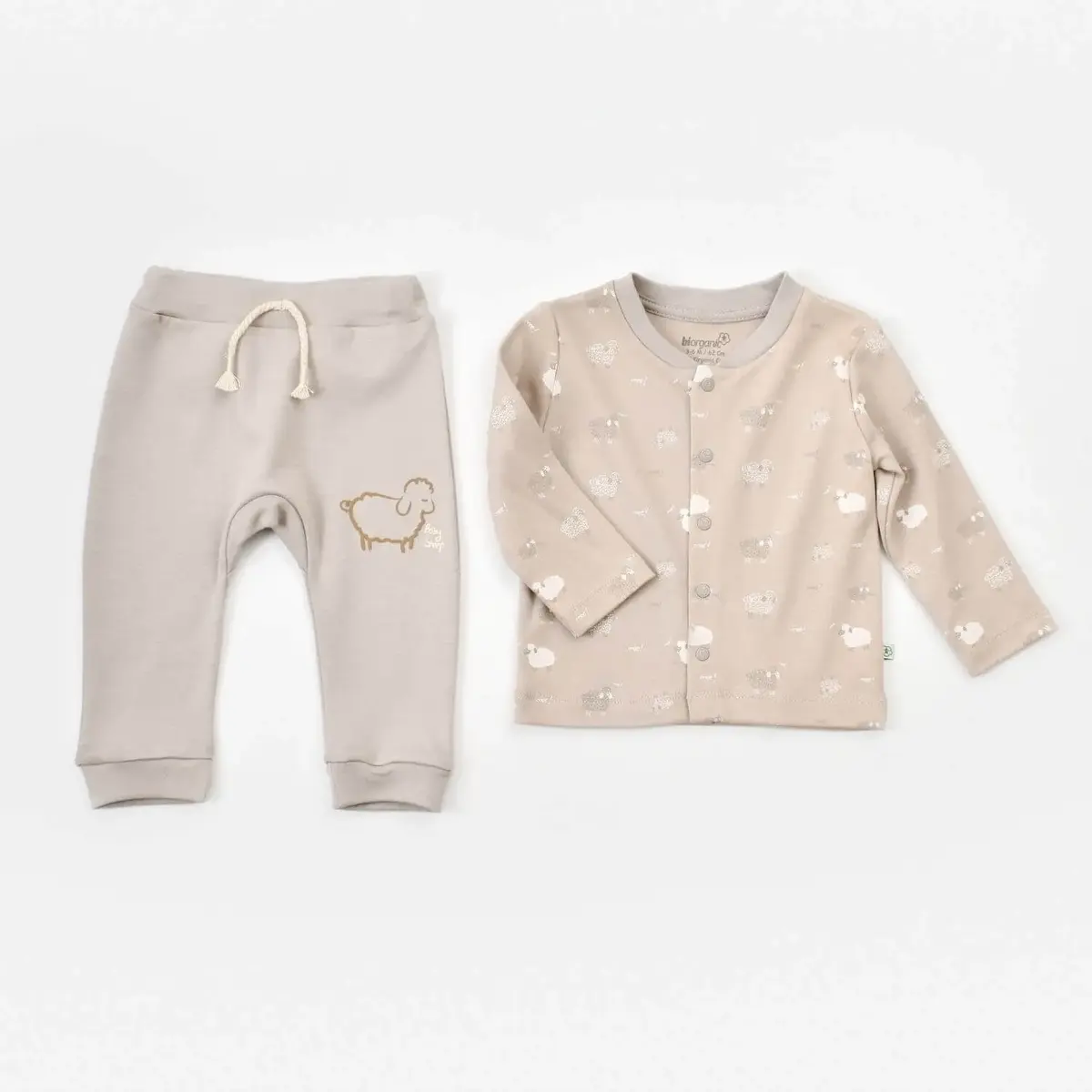 Bibaby Organik Pijama Takımı Curly Sheep Bej