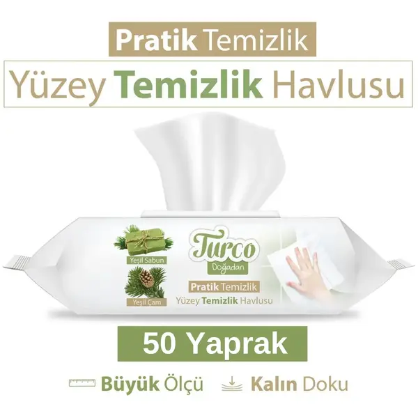 Baby Turco Doğadan Yer Temizlik Havlusu Yeşil Sabun 50li