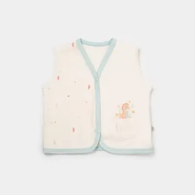 Bibaby Organik Yelek Penye Save The Seahorse Bej - Mint