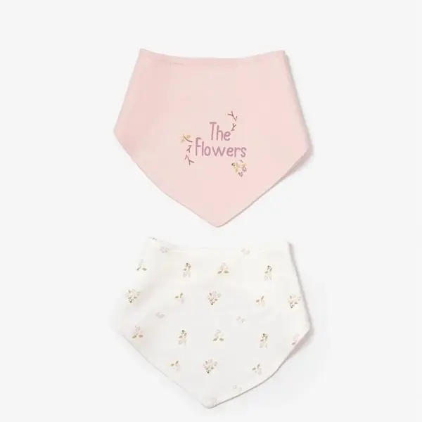 Bibaby Organik Fular Önlük 2li The Flowers Ekru - Pembe