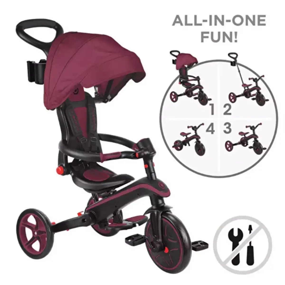 Globber Explorer 4in1 Katlanabilir Bisiklet Bordo