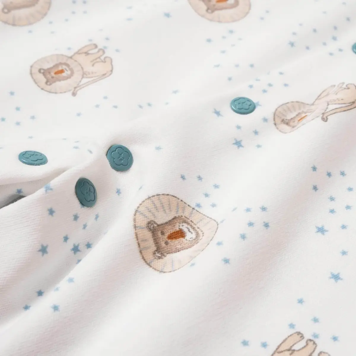 Bibaby Organik Tulum Brave Lion Ekru - Turkuaz