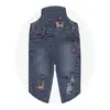 Overdo Salopet Kedi Nakışlı Mavi Denim