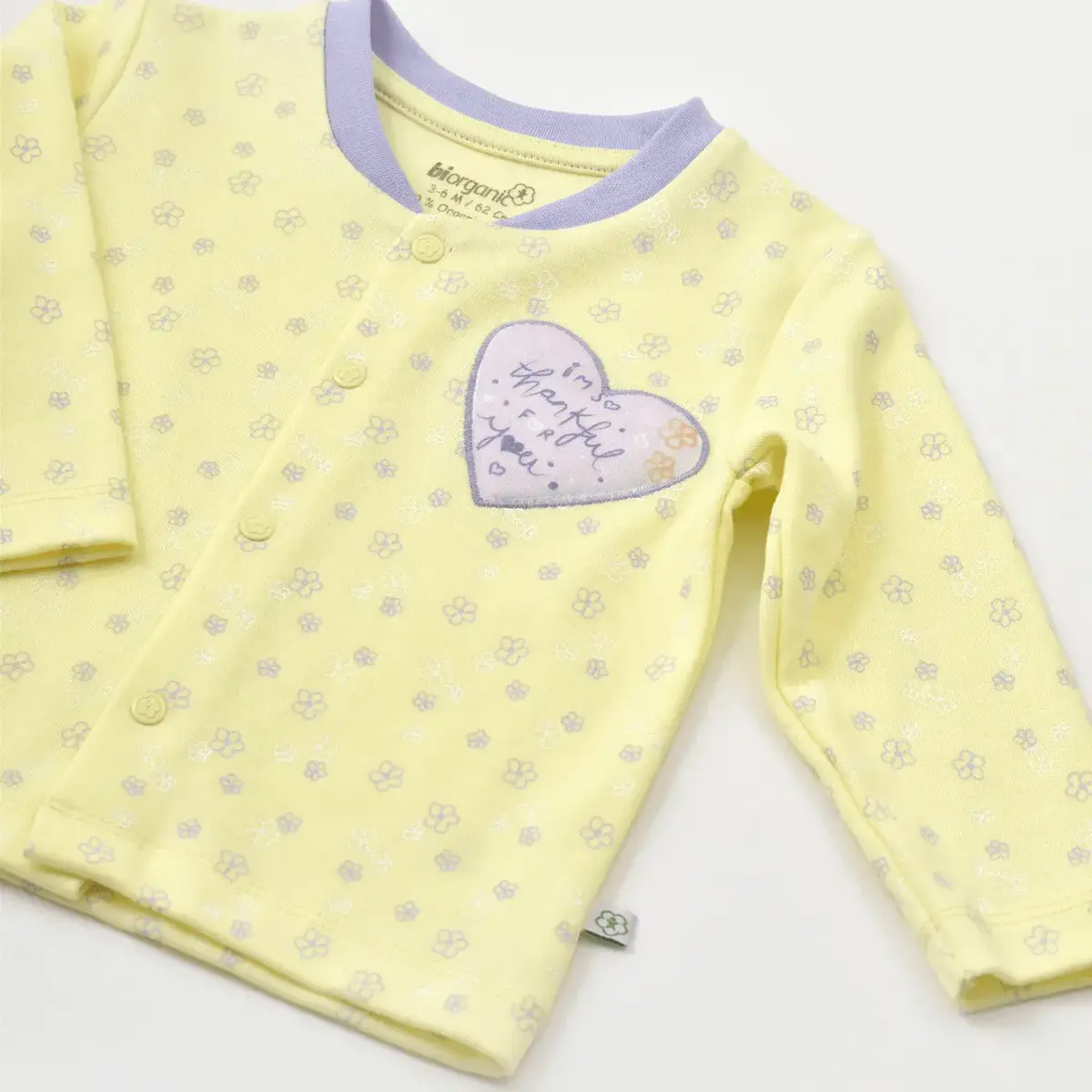 Bibaby Organik Pijama Takımı Love You Baby Yellow Lavander