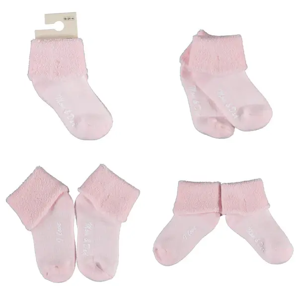 Bibaby Organik Çorap Soket Kaymaz Mom And Dad Pembe