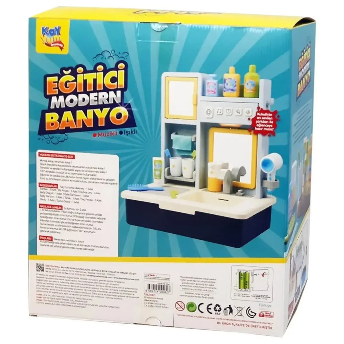 Eğitici Modern Banyo Lavabo Sesli Ve Müzikli Mavi