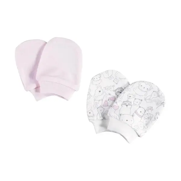 Bibaby Organik Eldiven 2li Lady Animals Ekru - Pembe