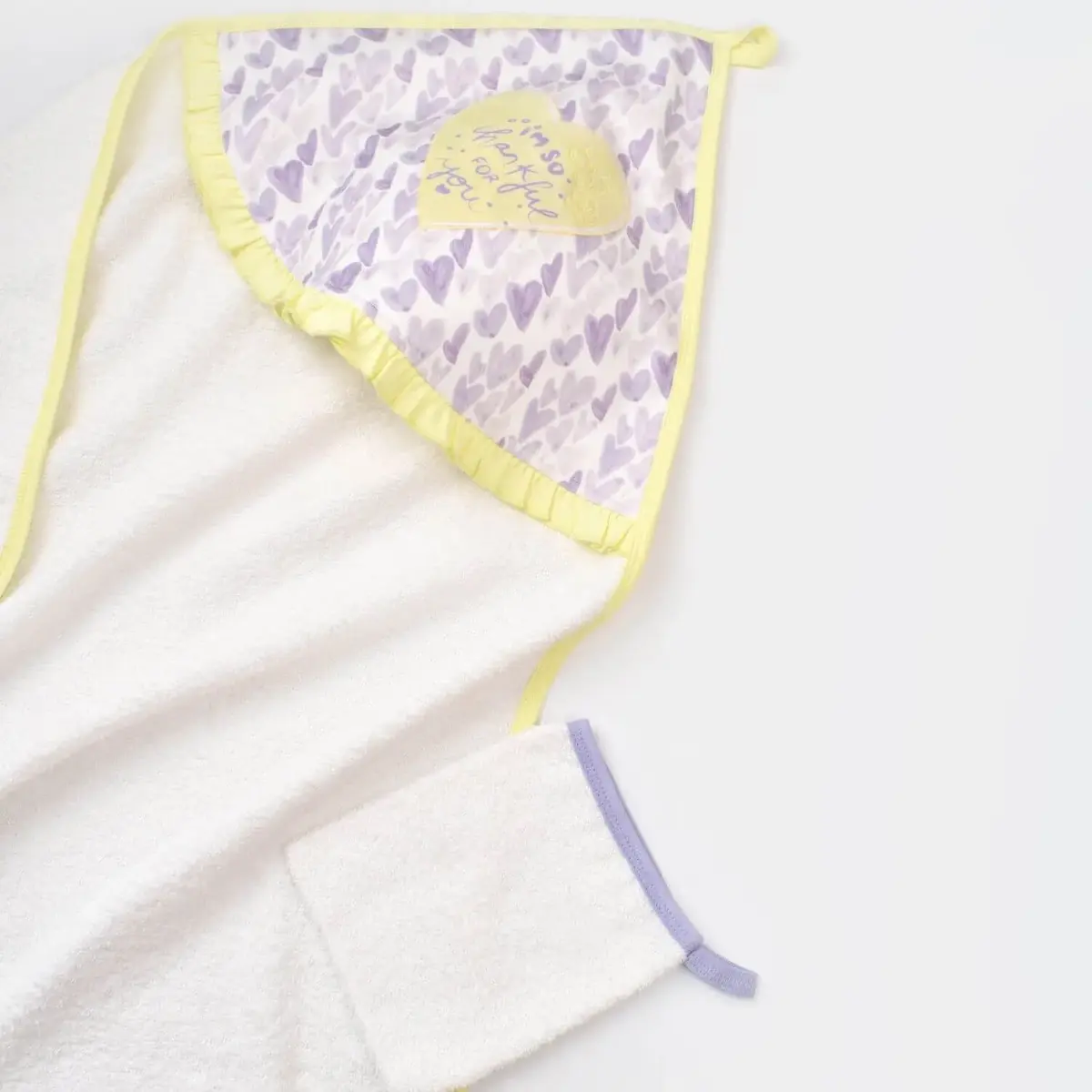 Bibaby Organik Havlu Takımı Love You Baby Yellow Lavender