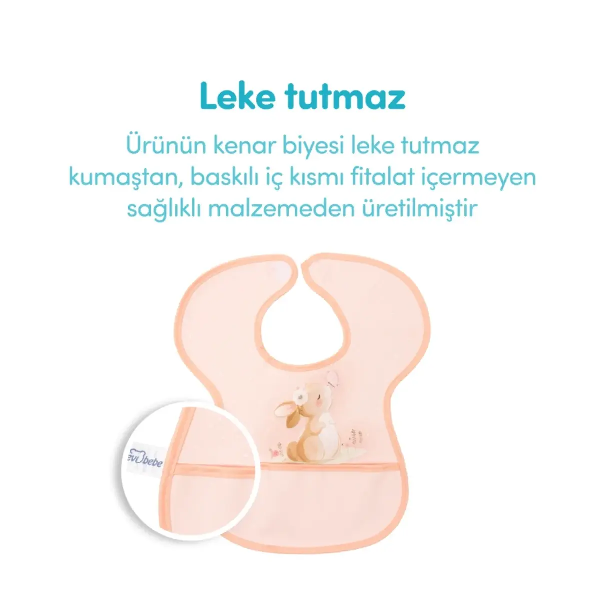 Sevi Bebe Cırtlı Muşamba Önlük Mutlu Tavşan