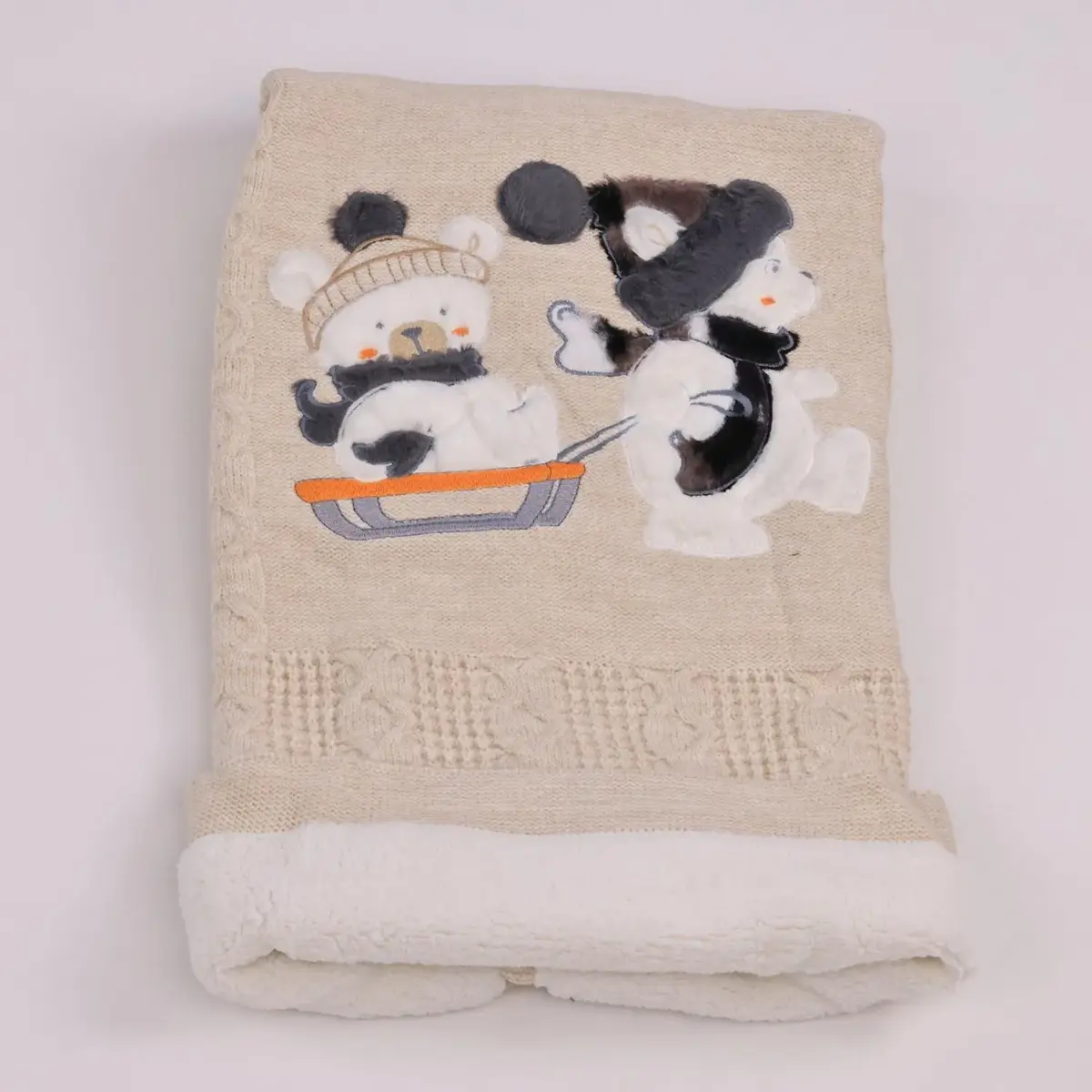 Mini Damla Battaniye Triko Kızaklı 80x100cm Bej Mini Damla Battaniye Triko Kızaklı 80x100cm Bej