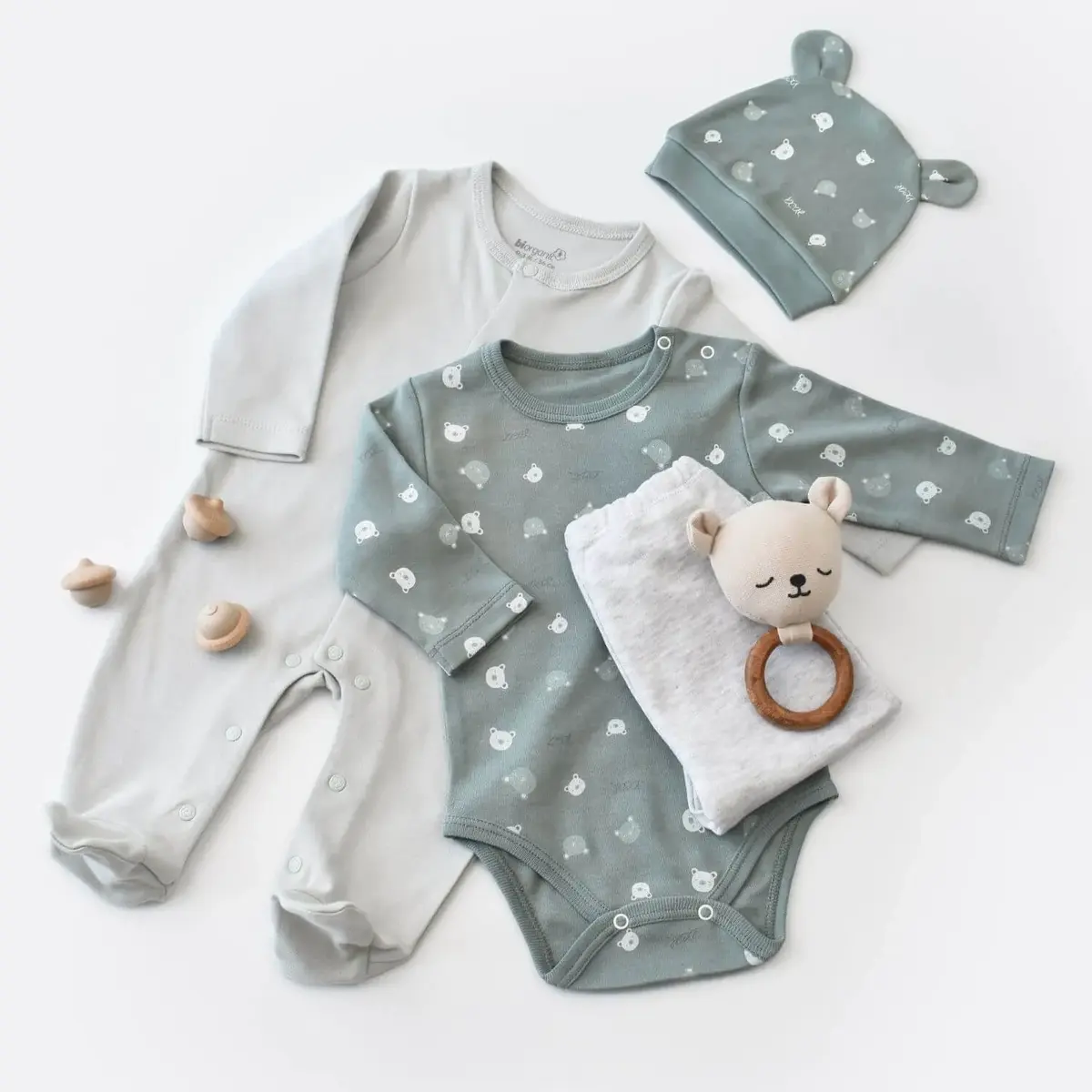 Bibaby Organik Tulum Takımı Tüllü Hug Me Bear Kar Melanj