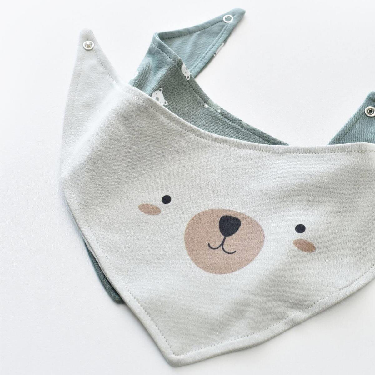 Bibaby Organik Fular Önlük 2li Hug Me Bear Yeşil