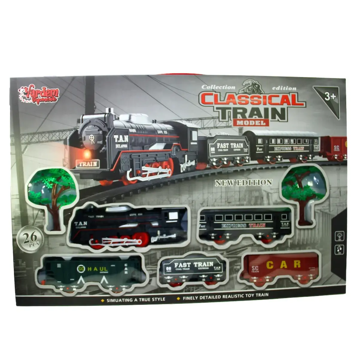 Vardem Kutulu 26 Parça Işıklı ve Sesli Classic Model Tren Set