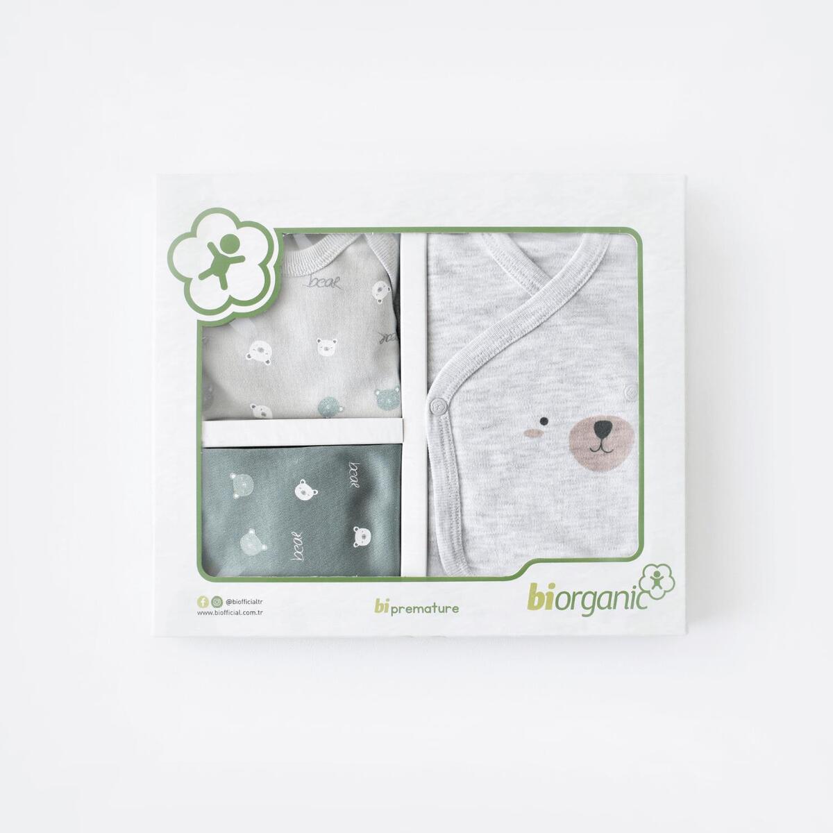 Bibaby Organik Zıbın Takımı Hug Me Bear Prematüre Yeşil
