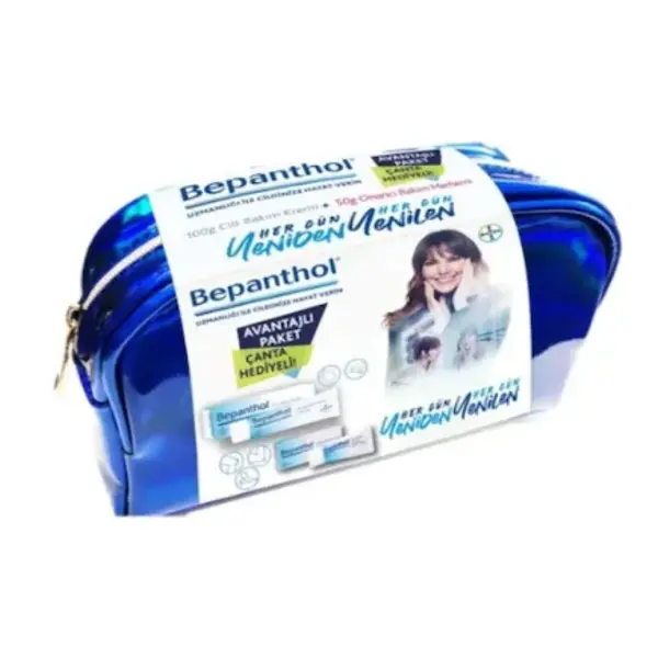 Bepanthol Cilt Bakım Kremi 100 gr. Onarıcı Bakım Kremi 50 gr. Metalik Çanta