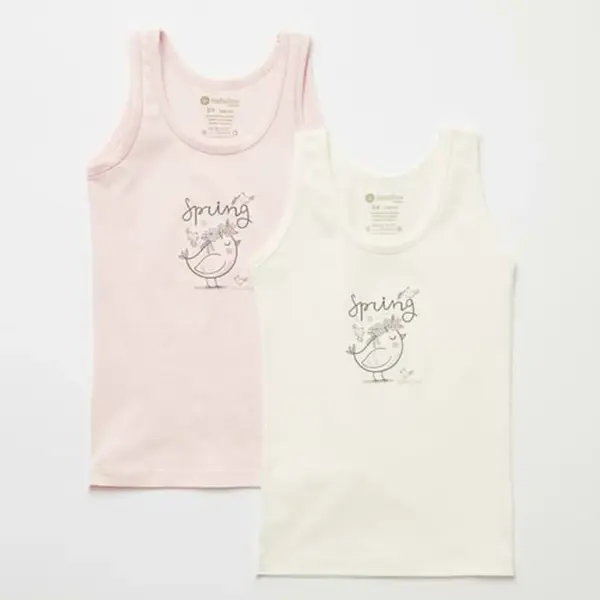 Natuline Organik Atlet Likralı Spring Bird 2li Pembe - Ekru