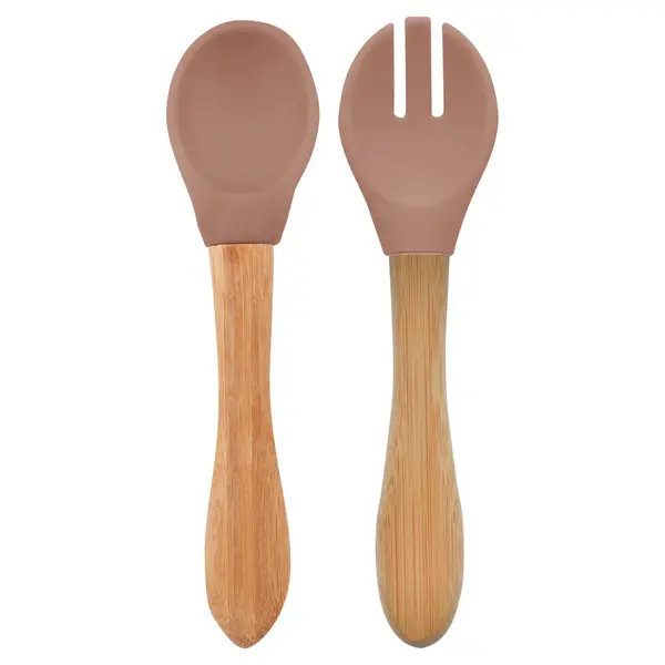 OiOi Mama Kaşığı Çatal Seti 9+ Ay Woody Brown
