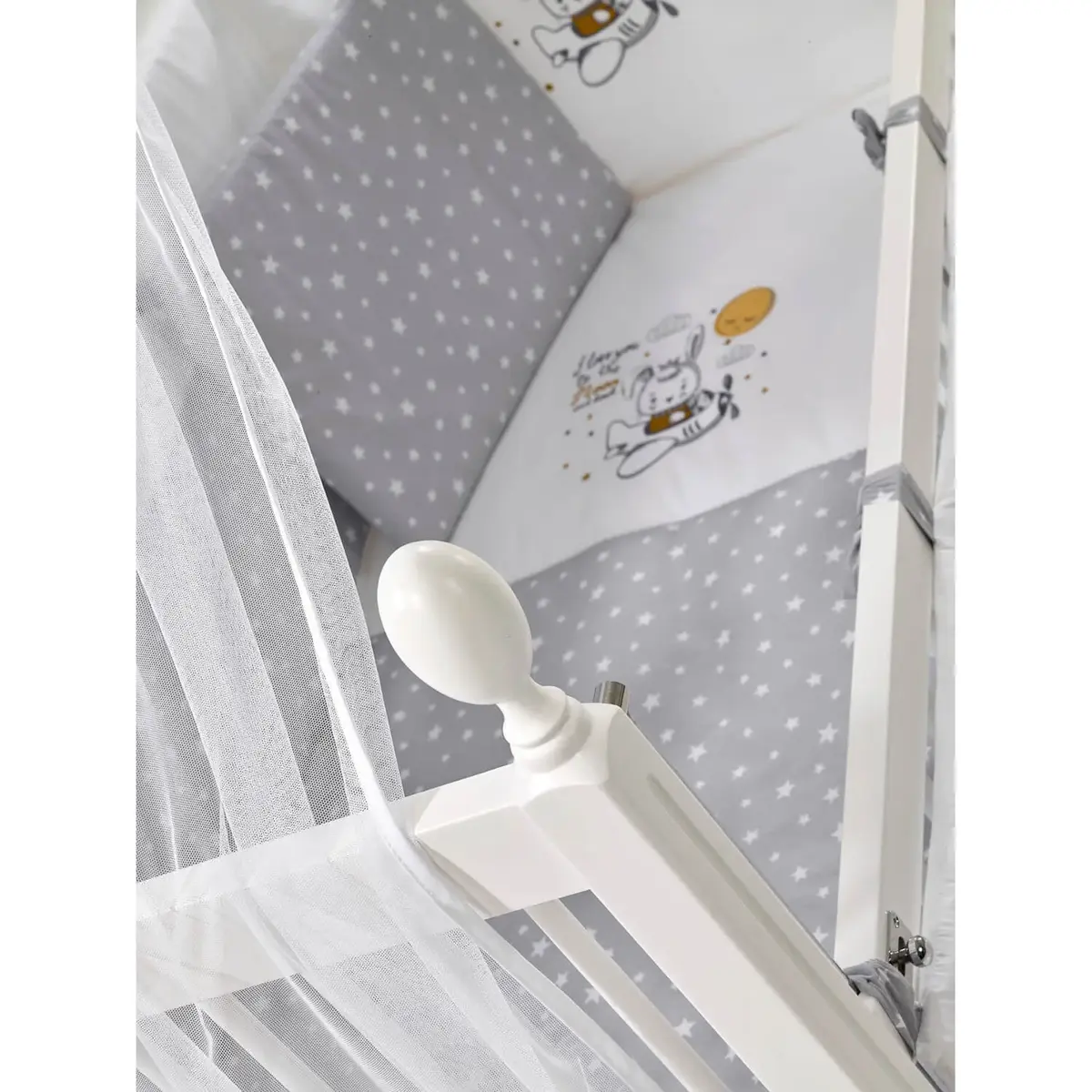 Meltem Smart Kral Beşik 60x120 cm Beyaz- Moon Gri