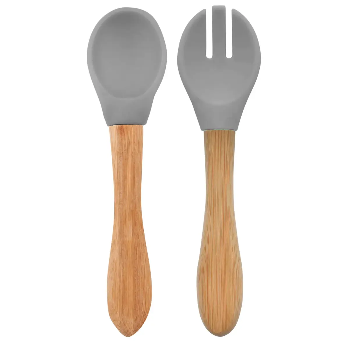 OiOi Mama Kaşığı Çatal Seti 9+ Ay Powder Grey