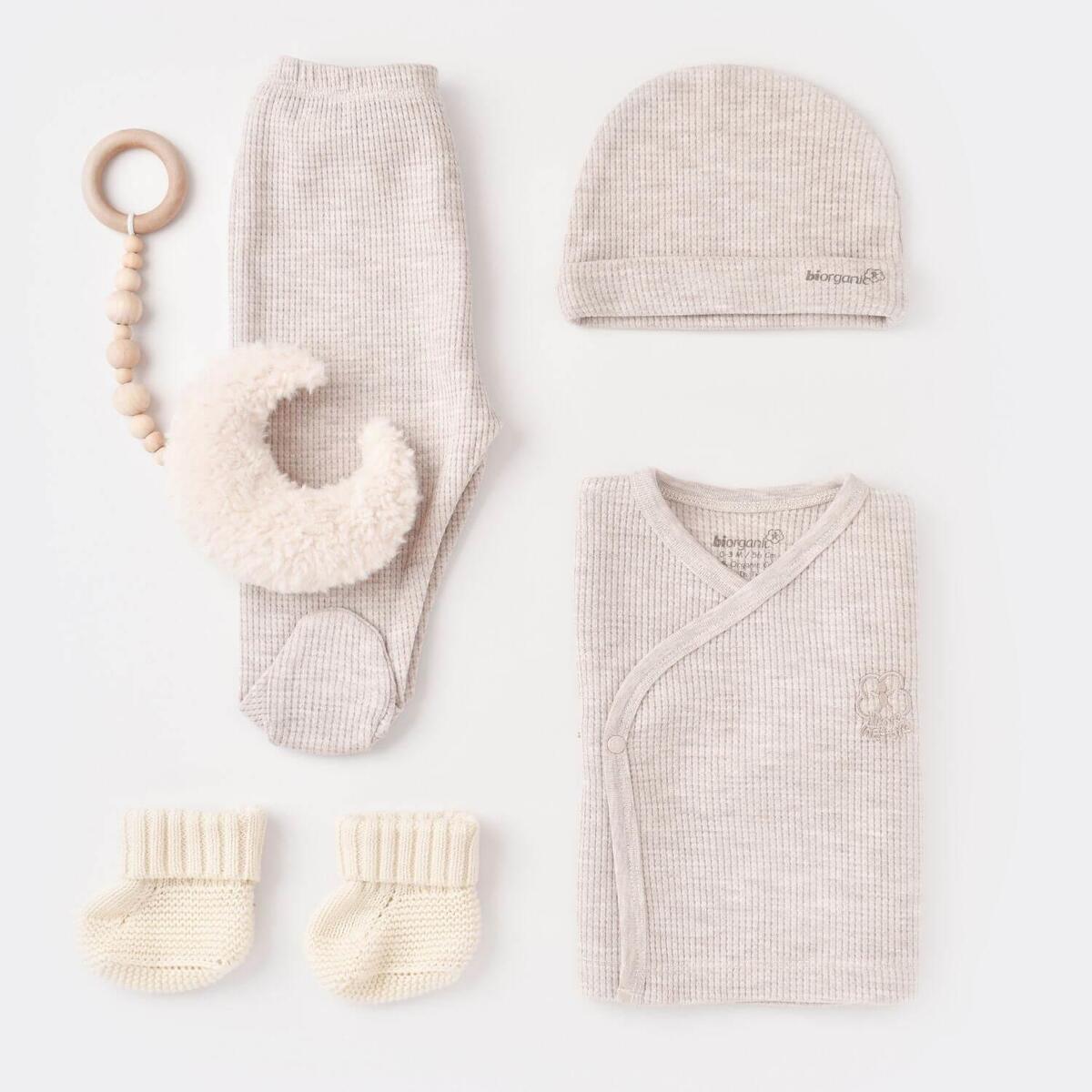 Bibaby Organik Zıbın Takımı 3lü Nature In Waffle Kahve Melanj