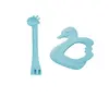 BM Care 2li Set Çatal Kaşık Zürafa ve Kuğu Diş Kaşıyıcı Mavi